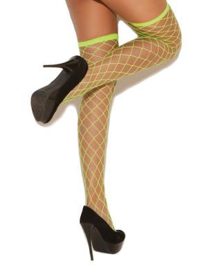 Neon Nites Fence Net Thigh High's Chartruese Yellow O/S