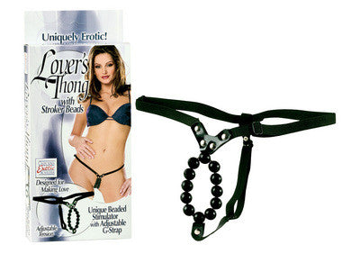Lover&#039;s thong with stroker beads o/s black
