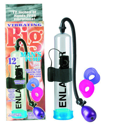 Vibrating big man&#039;s 12in pump w/3 sized sleeves