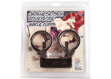 Japanese Silk Love Rope Ankle Cuffs&amp;#44; Black