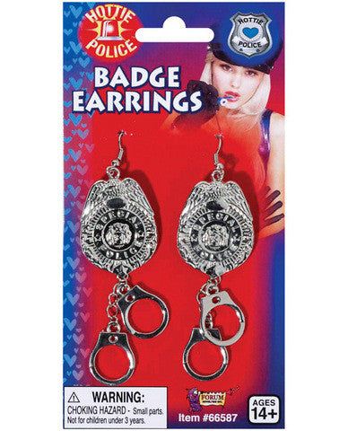 Hottie police badge earrings