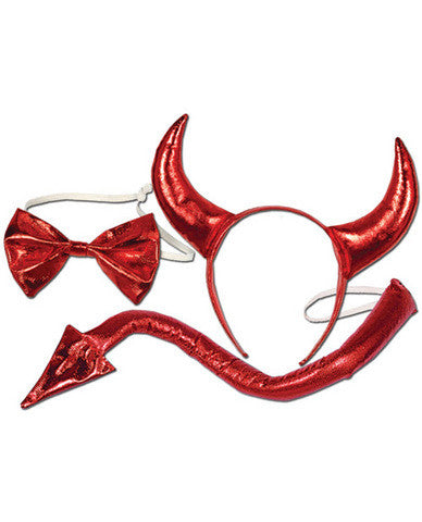 3 pc devil set - horns&amp;#44; bow tie and tail