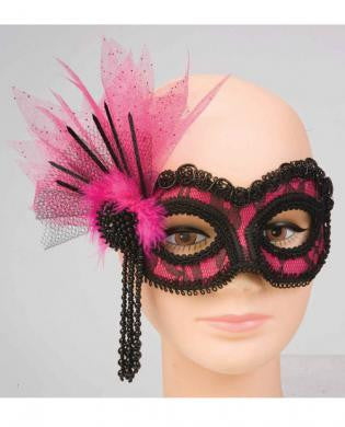 Neon Lace Mask - Pink