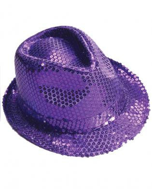 Sequined Fedora w/Lights - Purple