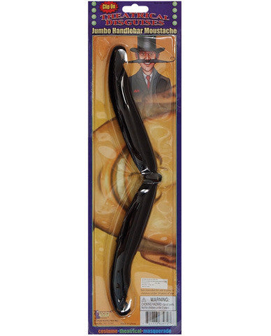 Theatrical disguises clip on jumbo handlebar moustache