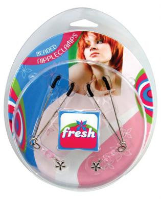 Fresh beaded tweezer nipple clamps w/floral charm - pink