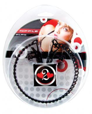 H2h alligator nipple clamps w/chain - black