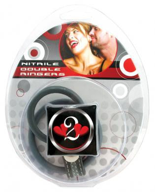 Heart 2 heart 3pc set nitrile double ring cock ring - grey