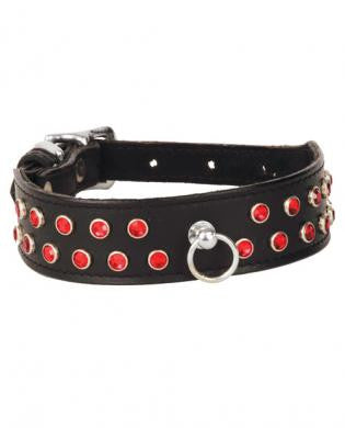 Ruff double row red gems collar