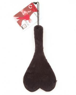 Ruff Doggie 11in Fluffy Heart Spank Her Paddle - Black