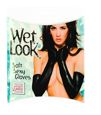 Wet look soft sexy gloves black o/s