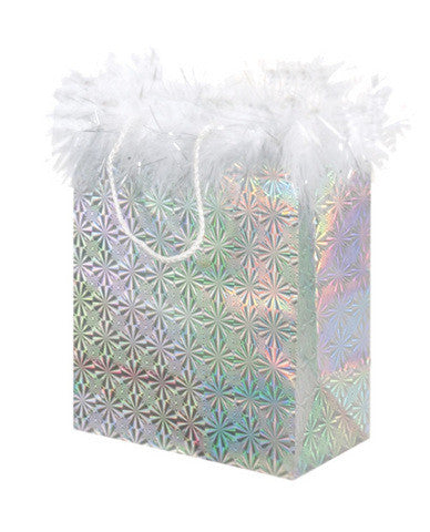 Maribou gift bag - silver hologram
