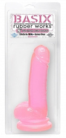 Basix rubber works 8in dong w/suction cup - pink