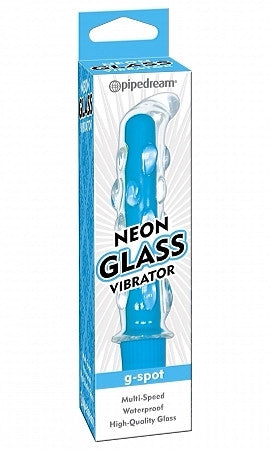Neon glass waterproof vibrator - multi speed blue