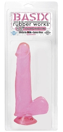 Basix rubber works 7.5in dong w/suction cup - pink