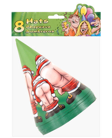 Santa butts flashing&amp;#44; hats - 8 per pack