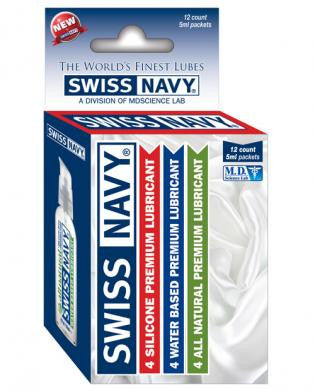 Swiss navy variety box of 12 assorted lubes - 5ml packets