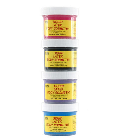 Latex sample sleeves - 4  2 oz jars black blue red and purple