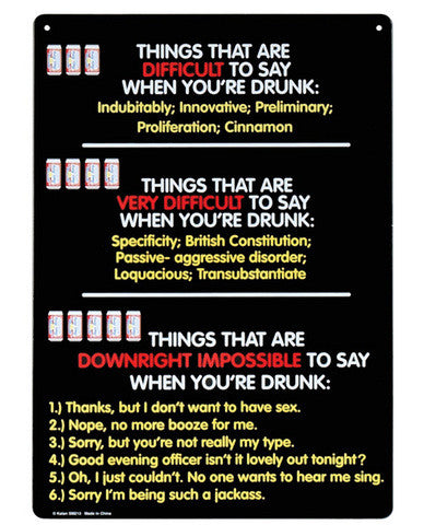 Tin sign&amp;#44; things that are difficult to say