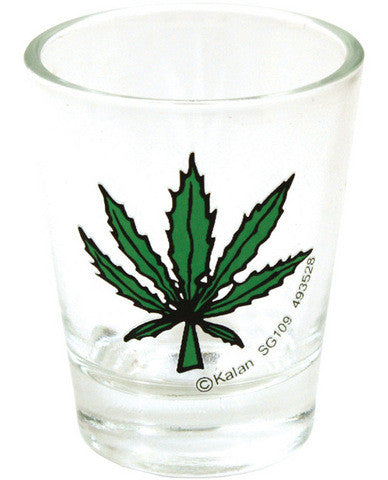 Pot leaf clear shot glass