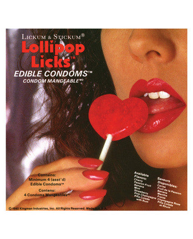 Lollipop licks edible condoms box of 4