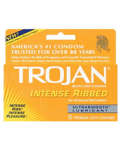 Trojan intense ribbed ultrasmooth 12 pack