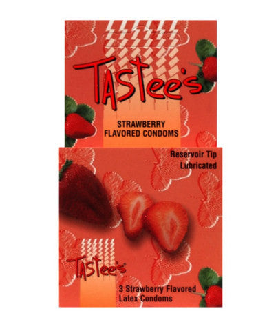 Tastees condoms&amp;#44; strawberry 3 pack