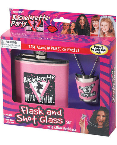Bachelorette party flask and shot glass