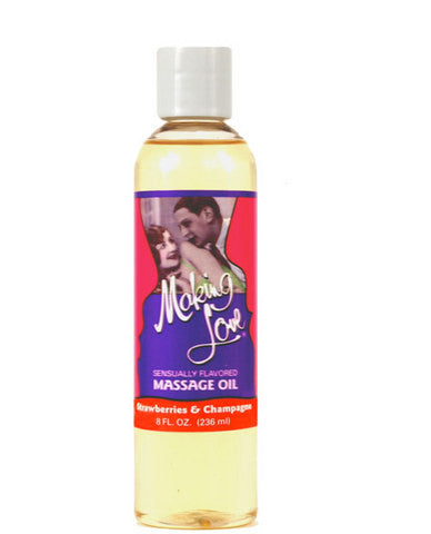 Making love strawberries and champagne massage oil
