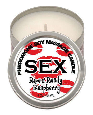Sex pheromone soy massage candle - 4 oz raspberry
