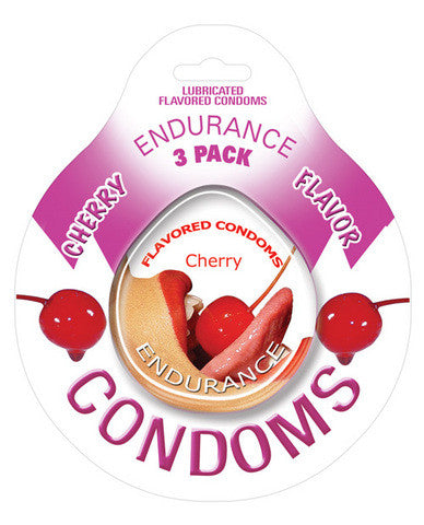 Endurance flavored condom cherry&amp;#44; 3 pac
