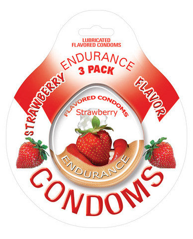 Endurance flavored condom strawberry&amp;#44; 3 pack