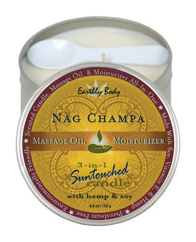 Suntouch hemp candle nag champa 6 oz round tin