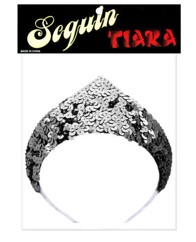 1 point sequin tiara&amp;#44; silver