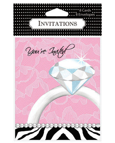Bachelorette party diamond invitations - pack of 8