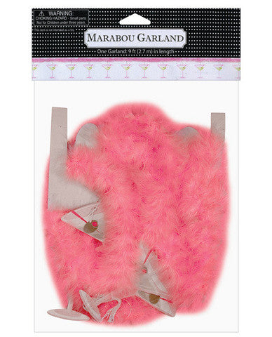 9 ft martini glass printed garland w/marabou
