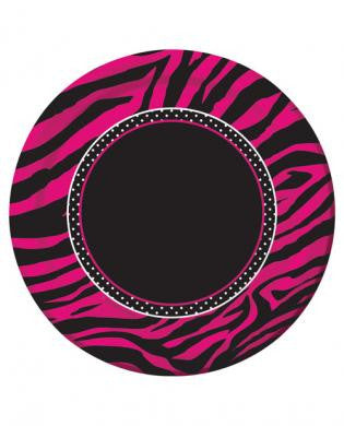 Birthday pink zebra 7in plates - pack of 8
