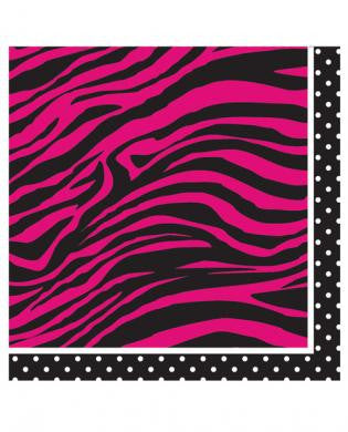 Birthday pink zebra beverage napkin - pack of 16