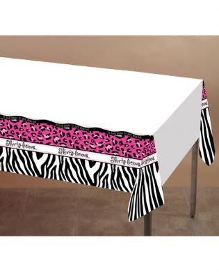 Thirty-licious plastic tablecover w/border print - 54in x 108in