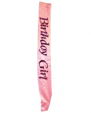 Birthday girl flashing sash - pink