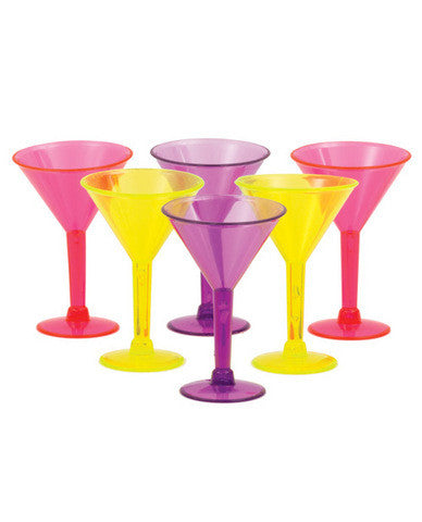 Martini shot glasses - asst. colors pack of 6