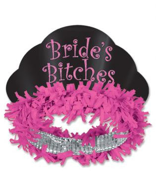 Bride&#039;s Bitches Glittered Paper Tiara - Pack of 4