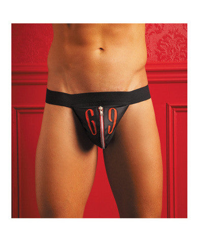 69 rubber look vinyl mens g-string black l/xl