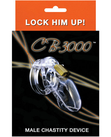 Cb-3000 3in cock cage and lock set - clear
