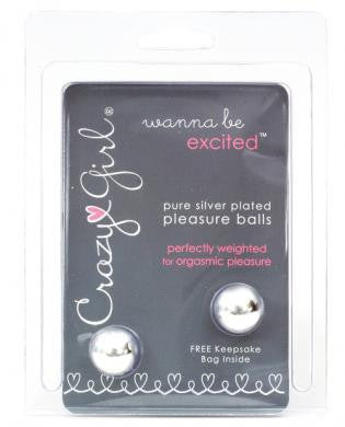Crazy girl pure silver plated pleasure balls w/ keepsake bag