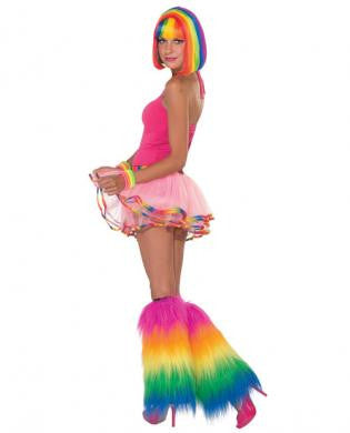 Rainbow Plush Leg Warmers O/S