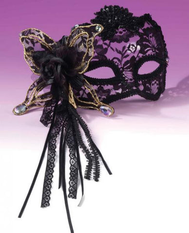 Half Mask Fancy Butterfly&amp;#44; Rose Lace Black