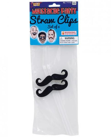 Mustache Party Straw Clips Black 3 Pack