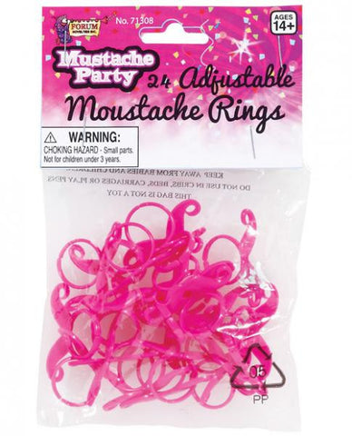 Mustache Party Adjustable Mustache Ring Pink 24 Pack