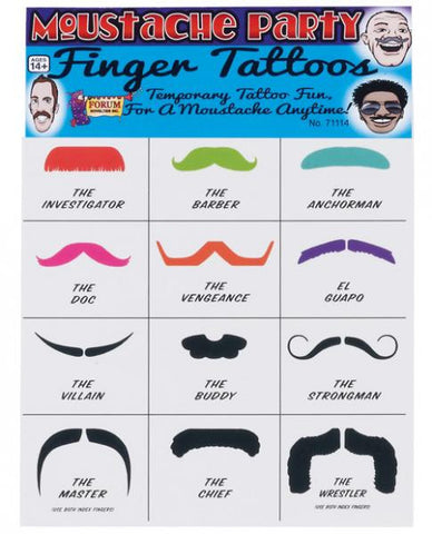 Mustache Party Temporary Finger Tatoos